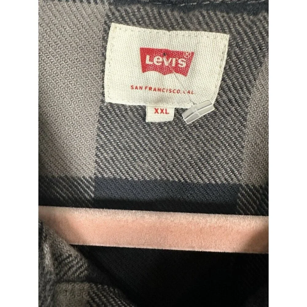 Levi's Classic Worker Shirt Size XXL Flannel Navy Gray Cotton